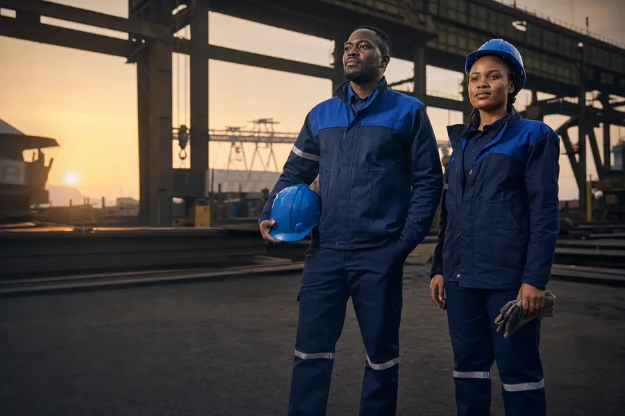 Illustrative PPE and workwear scene